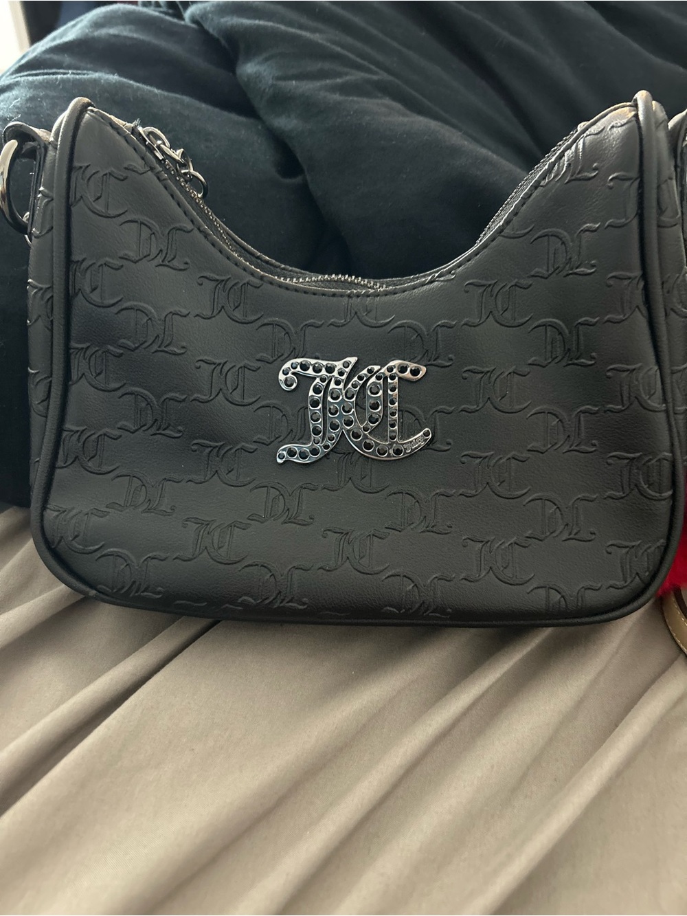 Juicy Couture Black Embossed Shoulder Bag